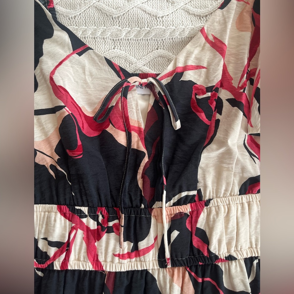 New! Nine West Chic Black and Pink Patterned Maxi Dress Women’s Size Large - Picture 12 of 16